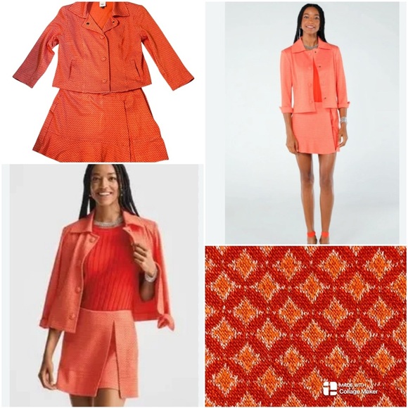 CAbi Matchmaker Orange Textured Skort Suit Set - Picture 1 of 14